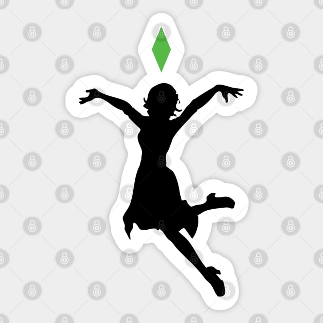 Happy Sim Woman - Black Sticker by ZZDeZignZ